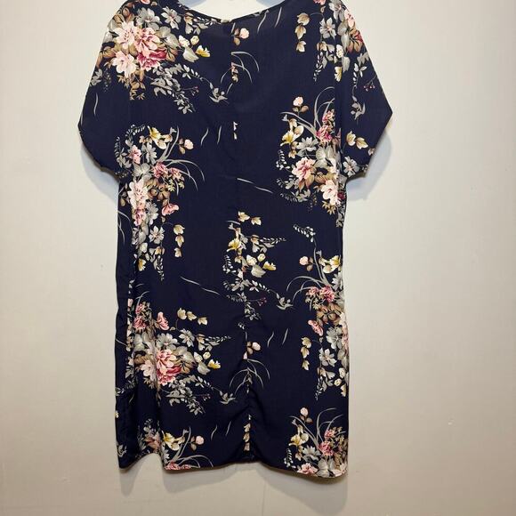 SHEIN navy blue floral print short sleeve shirt dress Size 1XL - Picture 3 of 6